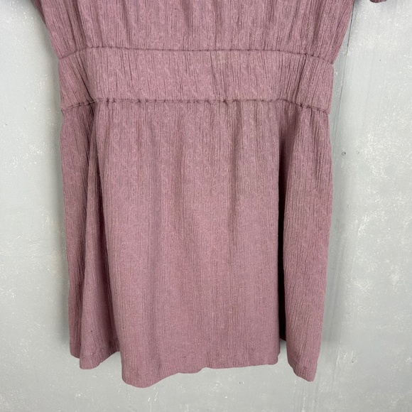 Free People size L mini wrap dress purple short sleeve cotton linen blend NEW - Picture 9 of 14